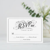 Rustic Chalkboard Script Art RSVP Wedding Reply Kaartje (Staand voorkant)