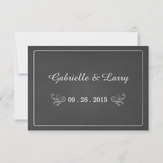 Rustic Chalkboard Script Art RSVP Wedding Reply Kaartje (Achterkant)