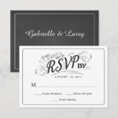 Rustic Chalkboard Script Art RSVP Wedding Reply Kaartje (Voorkant / Achterkant)
