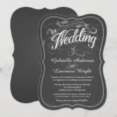 Rustic Chalkboard Script Art Wedding Invitations Kaart (Voorkant / Achterkant)