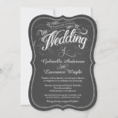 Rustic Chalkboard Script Art Wedding Invitations Kaart (Voorkant)