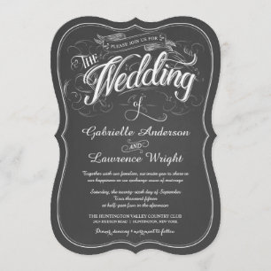 Rustic Chalkboard Script Art Wedding Invitations Kaart
