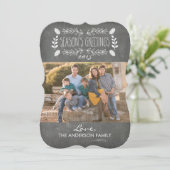 Rustic Chalkboard Season's Groetjes Fotokaart Feestdagenkaart (Staand voorkant)
