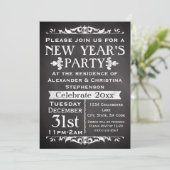 Rustic Chalkboard Slate New Year's Party Kaart (Staand voorkant)