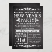 Rustic Chalkboard Slate New Year's Party Kaart (Voorkant / Achterkant)
