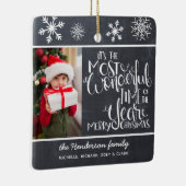 Rustic Chalkboard Snowflake Merry kerst Keramisch Ornament (Rechts)