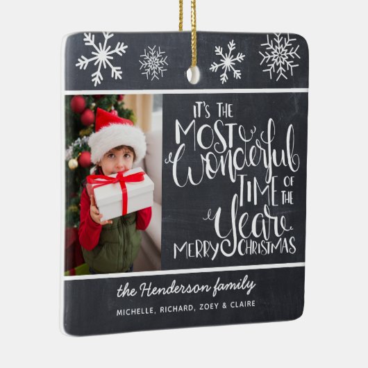 Rustic Chalkboard Snowflake Merry kerst Keramisch Ornament (Rechts)