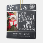 Rustic Chalkboard Snowflake Merry kerst Keramisch Ornament (Links)
