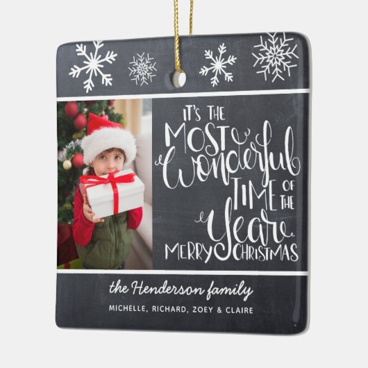 Rustic Chalkboard Snowflake Merry kerst Keramisch Ornament (Links)