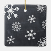 Rustic Chalkboard Snowflake Merry kerst Keramisch Ornament (Achterkant)