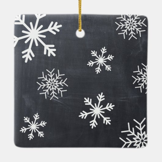 Rustic Chalkboard Snowflake Merry kerst Keramisch Ornament (Achterkant)