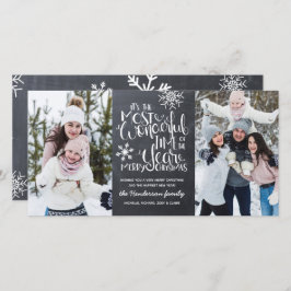 Rustic Chalkboard Snowflake Merry-kerstfoto Kaart