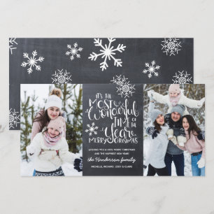 Rustic Chalkboard Snowflake Merry-kerstfoto Kaart