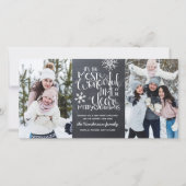 Rustic Chalkboard Snowflake Merry-kerstfoto Kaart (Voorkant)