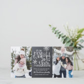 Rustic Chalkboard Snowflake Merry-kerstfoto Kaart (Staand voorkant)
