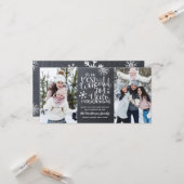 Rustic Chalkboard Snowflake Merry-kerstfoto Kaart (Voorkant / Achterkant in situ)