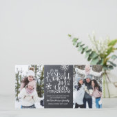 Rustic Chalkboard Snowflake Merry-kerstfoto Kaart (Staand voorkant)