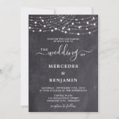 Rustic Chalkboard String Lights County Wedding Kaart (Voorkant)