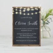 Rustic Chalkboard & String Lights Graduation Party Kaart (Staand voorkant)
