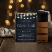 Rustic Chalkboard & String Lights Graduation Party Kaart