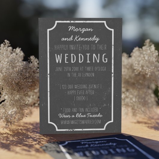 Rustic Chalkboard Style Wedding Invitations Kaart