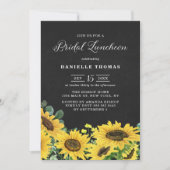 Rustic Chalkboard Sunflower Bridal Luncheon Kaart (Voorkant)