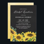 Rustic Chalkboard Sunflower Bridal Luncheon Kaart<br><div class="desc">Nodig gasten uit voor je evenement met deze bijtende uitnodiging. Op de achtergrond van de waterverf van zonnebloemen en eucalyptusbladeren op een faux-alkboarachtergrond. Deze zonnebloempitoep is perfect voor de zomerse en de herfst bruine luncheon. Personaliseer door namen, datum, tijd, plaats en andere gebeurtenisdetails toe te voegen. U kunt het achterste...</div>