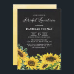 Rustic Chalkboard Sunflower Bridal Luncheon Kaart<br><div class="desc">Nodig gasten uit voor je evenement met deze bijtende uitnodiging. Op de achtergrond van de waterverf van zonnebloemen en eucalyptusbladeren op een faux-alkboarachtergrond. Deze zonnebloempitoep is perfect voor de zomerse en de herfst bruine luncheon. Personaliseer door namen, datum, tijd, plaats en andere gebeurtenisdetails toe te voegen. U kunt het achterste...</div>