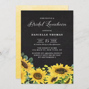 Rustic Chalkboard Sunflower Bridal Luncheon Kaart
