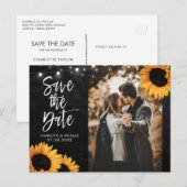 Rustic Chalkboard Sunflower Save the Date Photo Briefkaart (Voorkant / Achterkant)