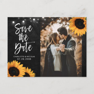 Rustic Chalkboard Sunflower Save the Date Photo Briefkaart