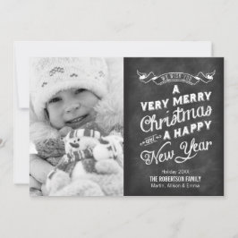 Rustic Chalkboard Typografie Foto Feestdagenkaart
