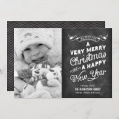 Rustic Chalkboard Typografie Foto Feestdagenkaart (Voorkant / Achterkant)