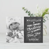 Rustic Chalkboard Typografie Foto Feestdagenkaart (Staand voorkant)