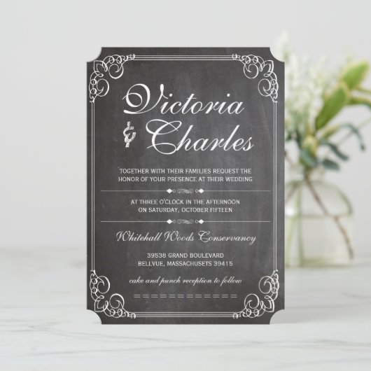 Rustic Chalkboard  Typografie Invite Kaart (Staand voorkant)