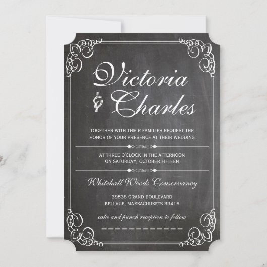 Rustic Chalkboard  Typografie Invite Kaart (Voorkant)