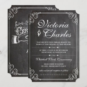 Rustic Chalkboard  Typografie Invite Kaart