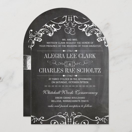 Rustic Chalkboard Typografie Kaart (Voorkant / Achterkant)