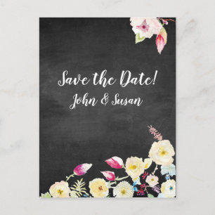 Rustic Chalkboard Vintage Floral Wedding Aankondigingskaart