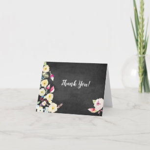 Rustic Chalkboard Vintage Floral Wedding Bedankkaart