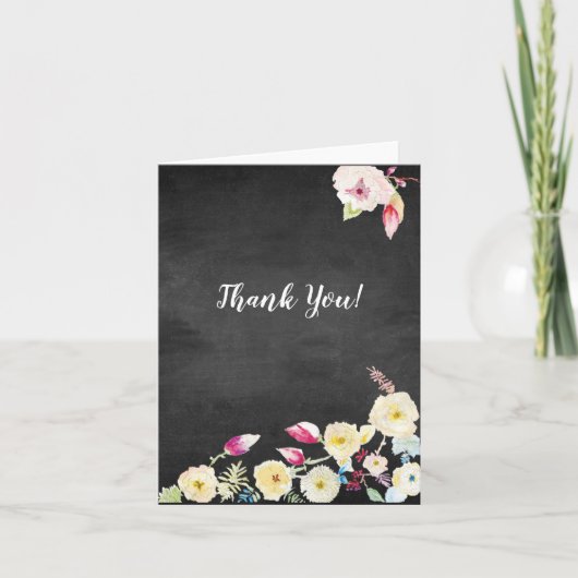 Rustic Chalkboard Vintage Floral Wedding Bedankkaart (Voorkant)
