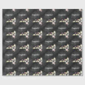 Rustic Chalkboard Vintage Floral Wedding Cadeaupapier (Vlak)