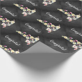 Rustic Chalkboard Vintage Floral Wedding Cadeaupapier (Hoek)