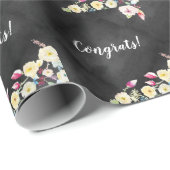 Rustic Chalkboard Vintage Floral Wedding Cadeaupapier (Rol Hoek)