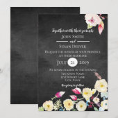 Rustic Chalkboard Vintage Floral Wedding Kaart (Voorkant / Achterkant)