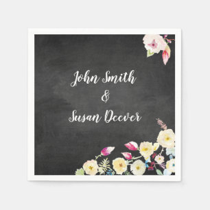Rustic Chalkboard Vintage Floral Wedding Servet