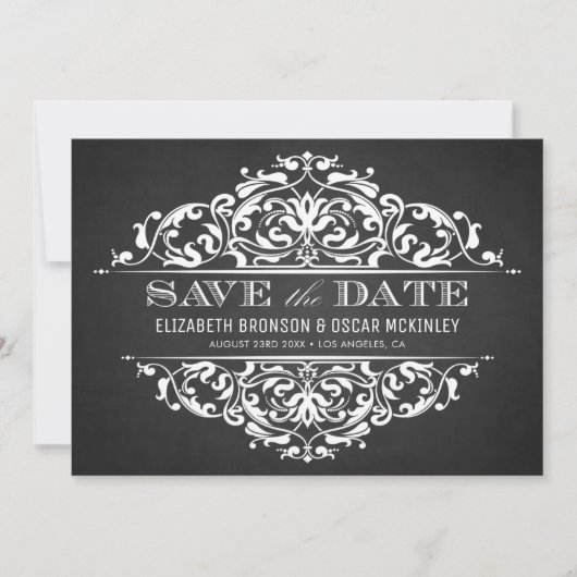 Rustic Chalkboard Vlaams Lijst Save The Date (Voorkant)