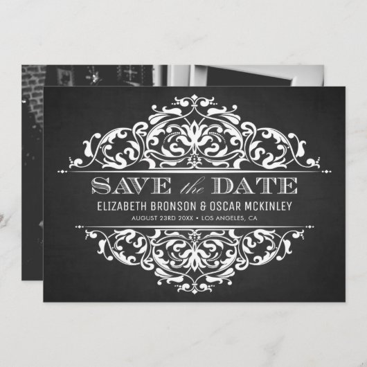 Rustic Chalkboard  Vlaams Lijst Save The Date (Voorkant / Achterkant)