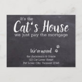 Rustic Chalkboard We hebben Cat Pet Moving Aankondigingskaart (Voorkant)