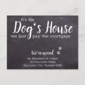 Rustic Chalkboard We hebben Dog Moving Announcem v Briefkaart (Voorkant)